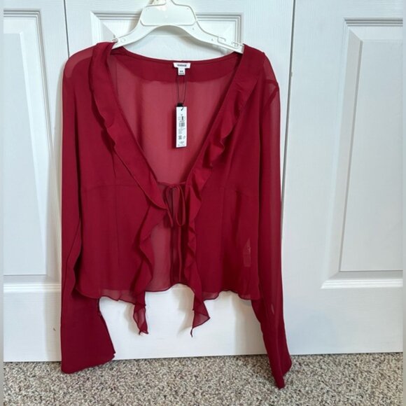 Garage Red Ruffled Blouse - Picture 1 of 3
